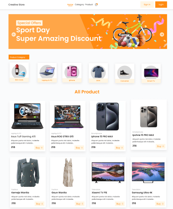 Website E-commerce Prototype Like Shopee